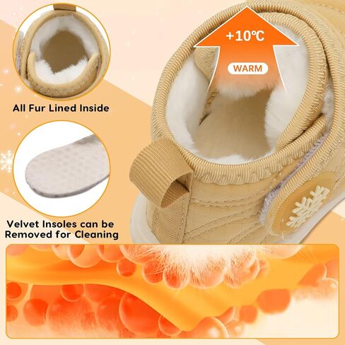 أحذية BARERUN بيرفوت للأطفال الأولاد والبنات أحذية منزلية شتوية دافئة للأطفال الصغار والبنات والأولاد من الصوف المقاوم للماء أحذية الثلوج للأطفال من الفرو الصناعي أحذية المشي للرضع في الأماكن المغلقة والخارجية in Kuwait