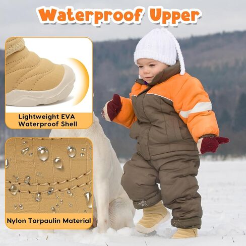 أحذية BARERUN بيرفوت للأطفال الأولاد والبنات أحذية منزلية شتوية دافئة للأطفال الصغار والبنات والأولاد من الصوف المقاوم للماء أحذية الثلوج للأطفال من الفرو الصناعي أحذية المشي للرضع في الأماكن المغلقة والخارجية in Kuwait