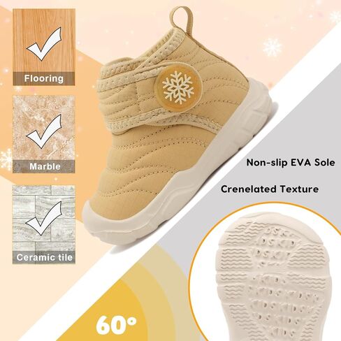 أحذية BARERUN بيرفوت للأطفال الأولاد والبنات أحذية منزلية شتوية دافئة للأطفال الصغار والبنات والأولاد من الصوف المقاوم للماء أحذية الثلوج للأطفال من الفرو الصناعي أحذية المشي للرضع في الأماكن المغلقة والخارجية in Kuwait