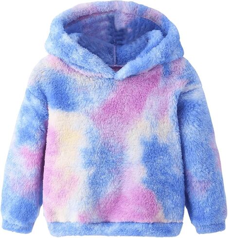 Toddler Girl's Tie Dye Drop Shoulder Hooded Sweatshirts Long Sleeve Pullover Tops in Saudi Arabia