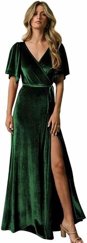 Women's Retro Velvet Pregnant Prom Dresses Split Formal Gowns Maternity Photograph Bathrobe Pyjamas in Saudi Arabia