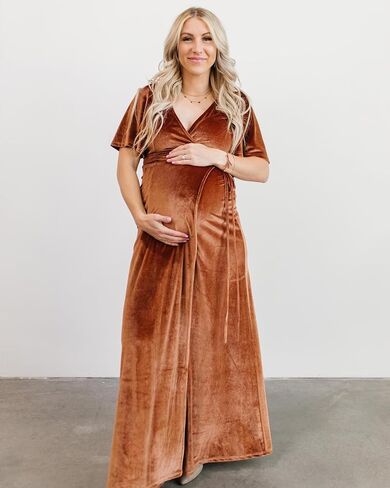Women's Retro Velvet Pregnant Prom Dresses Split Formal Gowns Maternity Photograph Bathrobe Pyjamas in Saudi Arabia