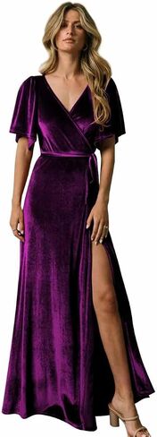 Women's Retro Velvet Pregnant Prom Dresses Split Formal Gowns Maternity Photograph Bathrobe Pyjamas in Saudi Arabia