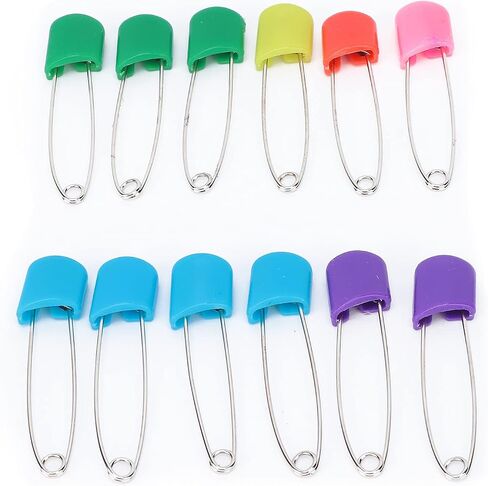 ZJchao Safety Pins for Diapers, 6 or 12 Pins, Decorative for Clothes with Stainless Steel and Plastic Material, Suitable for Most People (6 Pins of Heads) in Saudi Arabia