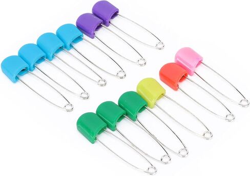 ZJchao Safety Pins for Diapers, 6 or 12 Pins, Decorative for Clothes with Stainless Steel and Plastic Material, Suitable for Most People (6 Pins of Heads) in Saudi Arabia