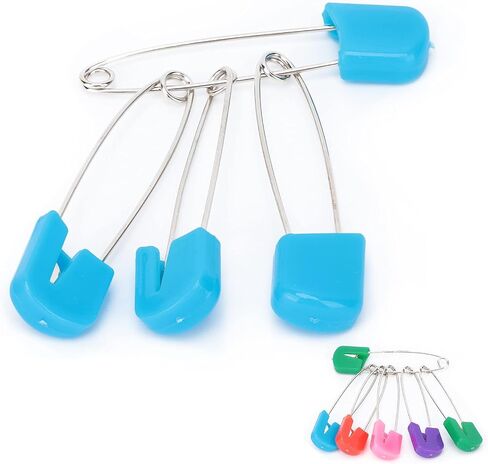 ZJchao Safety Pins for Diapers, 6 or 12 Pins, Decorative for Clothes with Stainless Steel and Plastic Material, Suitable for Most People (6 Pins of Heads) in Saudi Arabia
