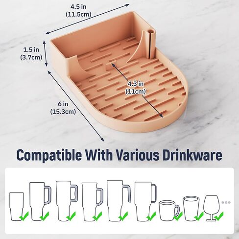 رف تجفيف زجاجات المياه من السيليكون من NiHome متوافق مع أكواب ستانلي 20-40oz، والأكواب، وكؤوس النبيذ، وحامل مجفف الأكواب المحمول المدمج مع قاعدة مضادة للانزلاق للأسطح والمركبات الترفيهية والسفر (أسود) in Kuwait