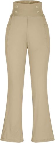 High Waisted Flare Leggings for Women with Pockets Winter Thermal Warm Solid Bootcut Fleece Lined Workout Yoga Pants in Saudi Arabia