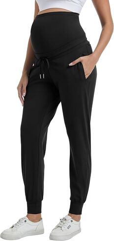 السراويل ركض الأمومة تمتد السراويل فرك عارضة على البطن الحمل الرباط Sweatpants مع جيوب in Kuwait