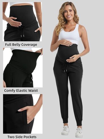 السراويل ركض الأمومة تمتد السراويل فرك عارضة على البطن الحمل الرباط Sweatpants مع جيوب in Kuwait