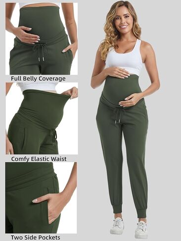 السراويل ركض الأمومة تمتد السراويل فرك عارضة على البطن الحمل الرباط Sweatpants مع جيوب in Kuwait