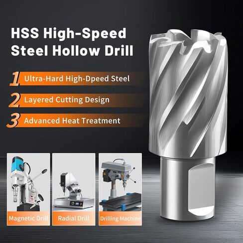 14 قطعة من مجموعات القطع الحلقية M2AL HSS - عمق 1 بوصة، قطر 7/16 بوصة - 1-1/16 بوصة، لقم ثقب ويلدون شانك ماج 3/4 بوصة لضغط الحفر المغناطيسي، حفر المعادن/الفولاذ in Saudi Arabia