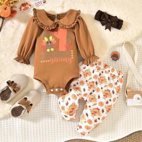 ملابس للعطلات من Infant Bay Girl ذات ياقة الدمية وأكمام طويلة، ملابس لحديثي الولادة - 18 شهرًا in Kuwait