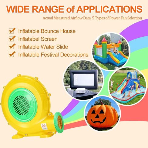 منفاخ Bounce House، منفاخ هواء تجاري بقدرة 550 وات/0.73 حصان مع تصميم شفرة مروحة مزدوجة الجوانب، ورياح قوية وخصائص تبديد حرارة رائعة للقلعة النطاطة، وشرائح القفز، والقوس، والمواد القابلة للنفخ in Kuwait