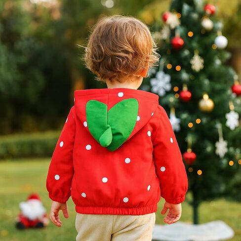 عيد الميلاد طفل فتاة زمم هوديي طفل الفتيات مقنعين سترات الخريف طويلة الأكمام سستة أبلى معطف الشتاء الرضع in Saudi Arabia