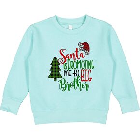 inktastic Santa Is Promoting Me To Big Brother Green Plaid Toddler Sweatshirt in Kuwait