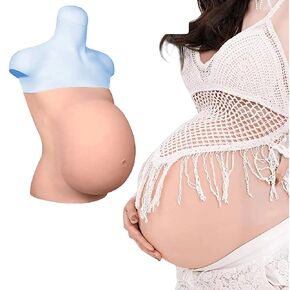 Silicone Belly Pregnant 9 Months Realistic Fake Pregnant Belly for Actor Maternity Cosplay Costumes (Beige, Small) in Kuwait