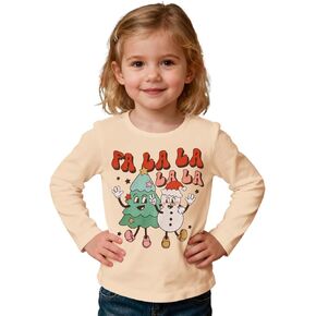 BOUTIKOME Toddler Girl Boy Christmas Shirt Christmas Tree Long Sleeve T-Shirt Funny Xmas Snowman Holiday Pullover Tops 18M-6Y in Saudi Arabia