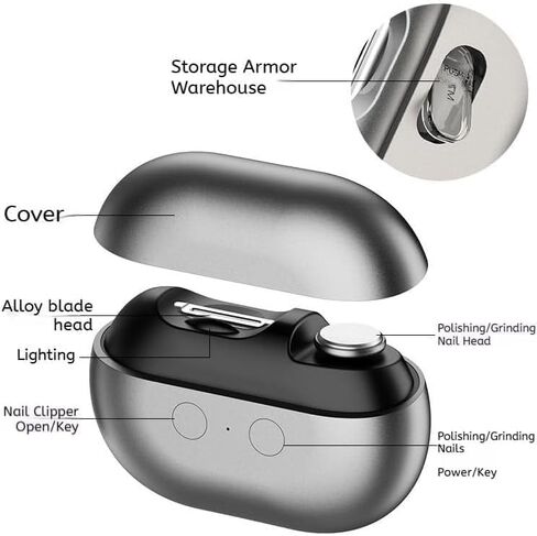 Fanyil Electric Nail Clipper, Electric Toenail Clippers for Seniors&Women, Automanitc 3-in-1Nail Clippers Multi Function with LED Light & Storage Box.Black. in Kuwait