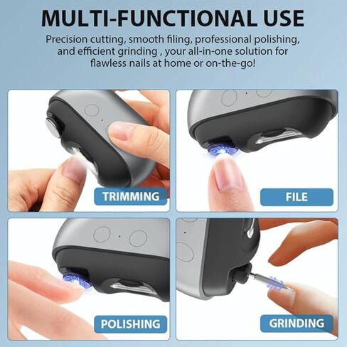 Fanyil Electric Nail Clipper, Electric Toenail Clippers for Seniors&Women, Automanitc 3-in-1Nail Clippers Multi Function with LED Light & Storage Box.Black. in Kuwait