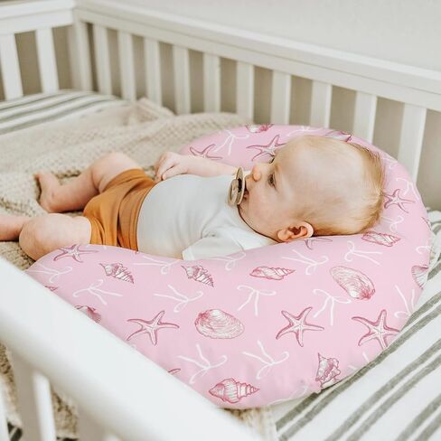 Summer Conches Bows Sea Baby Nursing Pillow Covers for Boy Girl Ocean Seashells Beach Nursery Feeding Pillowcase for Breastfeeding Pillows Soft Stretchy Cover for Newborn Infant in Saudi Arabia