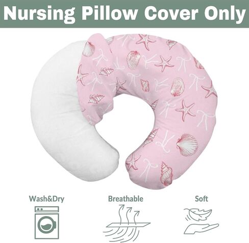 Summer Conches Bows Sea Baby Nursing Pillow Covers for Boy Girl Ocean Seashells Beach Nursery Feeding Pillowcase for Breastfeeding Pillows Soft Stretchy Cover for Newborn Infant in Saudi Arabia