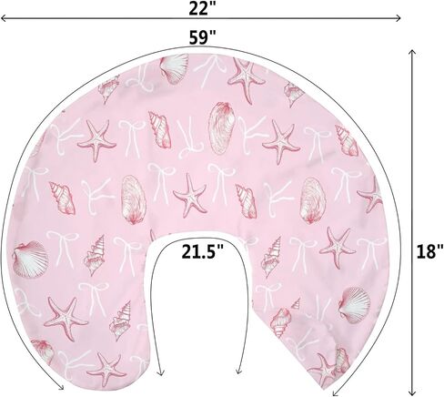 Summer Conches Bows Sea Baby Nursing Pillow Covers for Boy Girl Ocean Seashells Beach Nursery Feeding Pillowcase for Breastfeeding Pillows Soft Stretchy Cover for Newborn Infant in Saudi Arabia