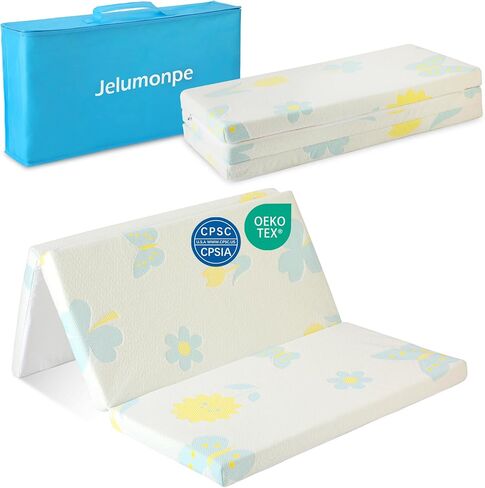 Pack and Play Mattress 38"x26"x1.5",Trifold Portable Pack n Play Mattresses with Carry Bag，Waterproof Playpen Crib Mattress with Soft Breathable and Washable Cover for Baby Toddler/Animal in Saudi Arabia