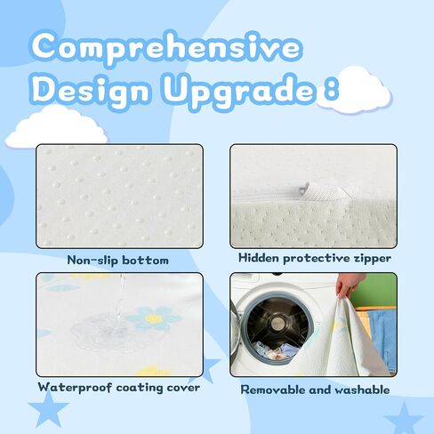 Pack and Play Mattress 38"x26"x1.5",Trifold Portable Pack n Play Mattresses with Carry Bag，Waterproof Playpen Crib Mattress with Soft Breathable and Washable Cover for Baby Toddler/Animal in Saudi Arabia