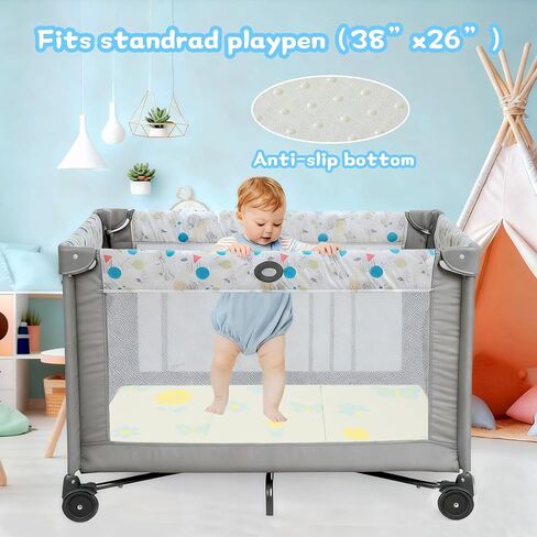 Pack and Play Mattress 38"x26"x1.5",Trifold Portable Pack n Play Mattresses with Carry Bag，Waterproof Playpen Crib Mattress with Soft Breathable and Washable Cover for Baby Toddler/Animal in Saudi Arabia