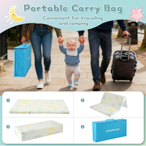 Pack and Play Mattress 38"x26"x1.5",Trifold Portable Pack n Play Mattresses with Carry Bag，Waterproof Playpen Crib Mattress with Soft Breathable and Washable Cover for Baby Toddler/Animal in Saudi Arabia