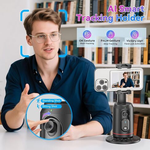 Vlog Selfie Monitor Screen Pro, Built-in Speaker and 360° Smart Face Tracking Tripod, 4.8" Rear Camera Display 4K 60fps, Portable Vlog Tool for Creators in Saudi Arabia