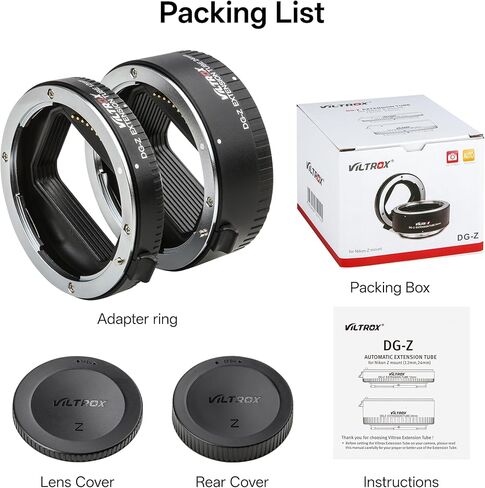 VILTROX DG-Z مجموعة حلقة أنبوبية تمديد ماكرو للتركيز التلقائي متوافقة مع كاميرات Nikon Z-Mount عديمة المرآة Zfc Z5 Z50 Z6 Z6II Z7 Z7II للتصوير الفوتوغرافي الماكرو (12 مم 24 مم) in Kuwait