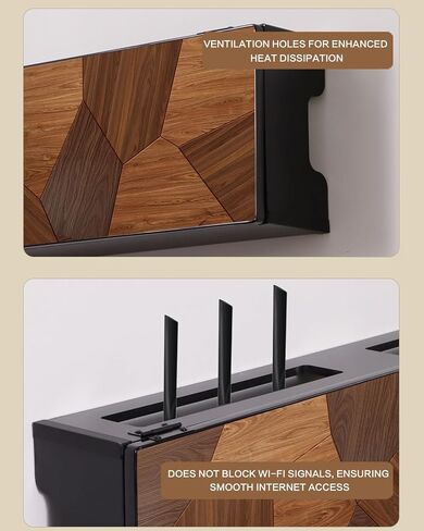 Wooden WiFi Router Storage Cabinet, Wall Mounted WiFi Box Hider,Decorative Modem & Cable Organizer Box,Strong Load-Bearing Capacity,for Office and Home. Wood Color 70x12x20cm in Saudi Arabia