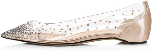 XYD Women Rhinestones Studded Ballet Flats Mesh Rivets Hidden Heels Slip On Pointed Toe Evening Dressy Shoes in Saudi Arabia