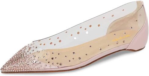 XYD Women Rhinestones Studded Ballet Flats Mesh Rivets Hidden Heels Slip On Pointed Toe Evening Dressy Shoes in Saudi Arabia