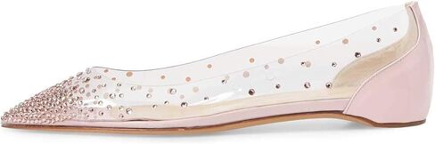 XYD Women Rhinestones Studded Ballet Flats Mesh Rivets Hidden Heels Slip On Pointed Toe Evening Dressy Shoes in Saudi Arabia