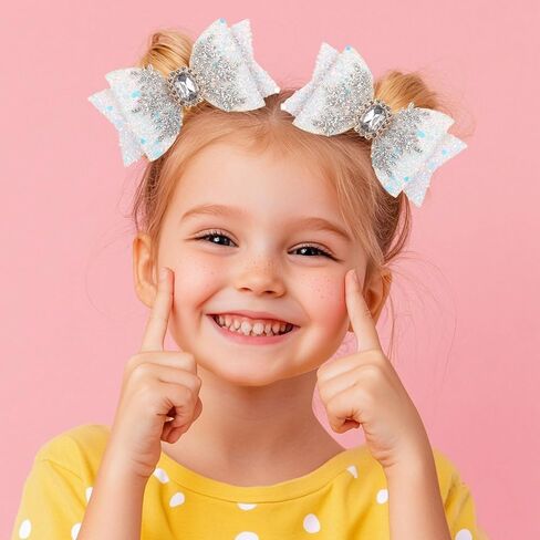 Glitter Unicorn Hair Bows for Girls - 2PCS Sparkly Pink Unicorn Bow, Cute Alligator Hair Clips Barrettes Hair Accessories for Toddler Kids Birthday Party, Princess Costume Gift in Saudi Arabia