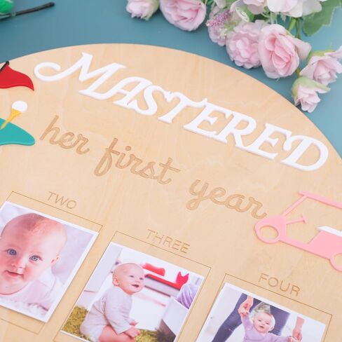 Her First Year Golf Photo Board - Monthly Photo Decoration for A Hole in One Shot, Golf 1st Birthday Milestone Sign, 1 to 12 Month Photo Display Wood Board in Saudi Arabia