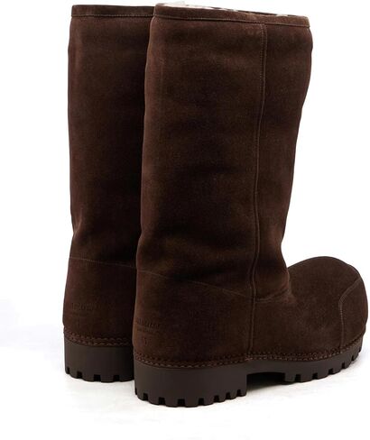 جلد الغزال حذاء برقبة للركبة للنساء منصة جولة تو الشتاء الفراء الثلوج أحذية كعب مكتنز الأحذية الموضة in Kuwait