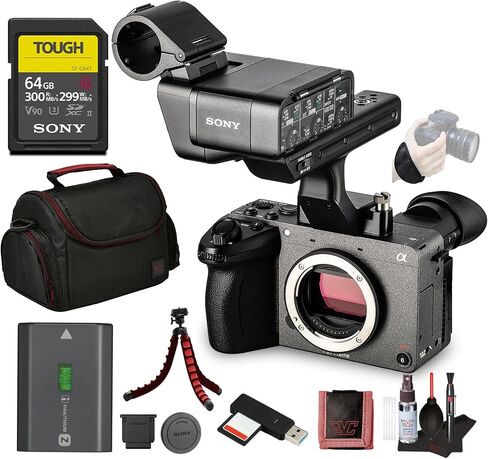 مجموعة كاميرا سينما FX2 من سوني مع مقبض XLR - صوت XLR مزدوج، إطار كامل 4K (ILME-FX2) + بطاقة ذاكرة سعة 64 جيجابايت + حقيبة كاميرا + حامل ثلاثي مرن + طقم تنظيف + حزام يد + محفظة بطاقات + قارئ بطاقات in Saudi Arabia
