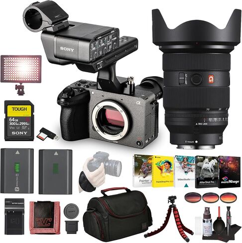 Sony FX2 Cinema Camera Kit w/XLR Handle – Dual XLR Audio, Full-Frame 4K (ILME-FX2) + Sony FE 24-70mm GM II Lens + 64GB Memory Card + NP-FZ100 Battery + Lens Filter Kit + Photography Software + More in Saudi Arabia