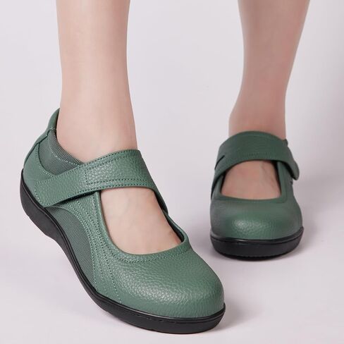 Mary Jane Shoes Women Leather Orthopedic Flats Round Toe Casual Dress Shoes Non Slip Work Shoe with Memory Foam in Saudi Arabia