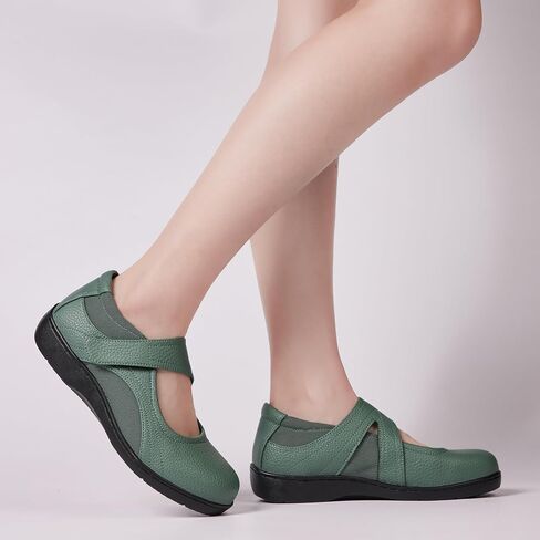 Mary Jane Shoes Women Leather Orthopedic Flats Round Toe Casual Dress Shoes Non Slip Work Shoe with Memory Foam in Saudi Arabia