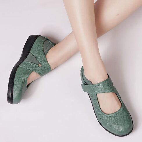 Mary Jane Shoes Women Leather Orthopedic Flats Round Toe Casual Dress Shoes Non Slip Work Shoe with Memory Foam in Saudi Arabia