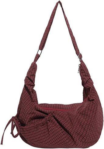 Lazy Style Shoulder Crossbody Bag with Ruffle Designs Large Capacity Canvas Bag for Work Shopping Travel College in Saudi Arabia