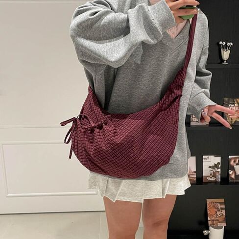 Lazy Style Shoulder Crossbody Bag with Ruffle Designs Large Capacity Canvas Bag for Work Shopping Travel College in Saudi Arabia