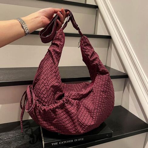 Lazy Style Shoulder Crossbody Bag with Ruffle Designs Large Capacity Canvas Bag for Work Shopping Travel College in Saudi Arabia