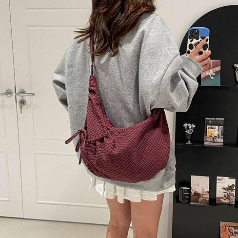 Lazy Style Shoulder Crossbody Bag with Ruffle Designs Large Capacity Canvas Bag for Work Shopping Travel College in Saudi Arabia