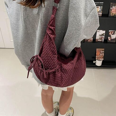 Lazy Style Shoulder Crossbody Bag with Ruffle Designs Large Capacity Canvas Bag for Work Shopping Travel College in Saudi Arabia